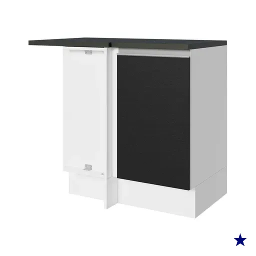 Balcão Armário de Cozinha de Canto 100% MDF 1 Porta Branco/Preto Acordes…