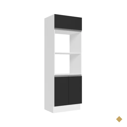 Torre Quente Armário de Cozinha 100% MDF 70 cm para 2 Fornos Branco/Preto…