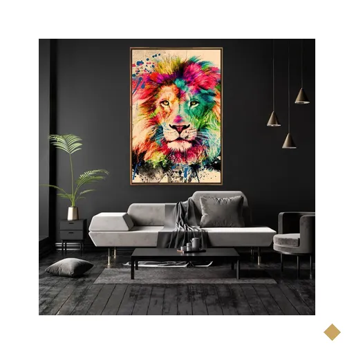 Quadro Decorativo Vertical Moderno Lion Aquarela com Moldura e Sem Vidro 40X60