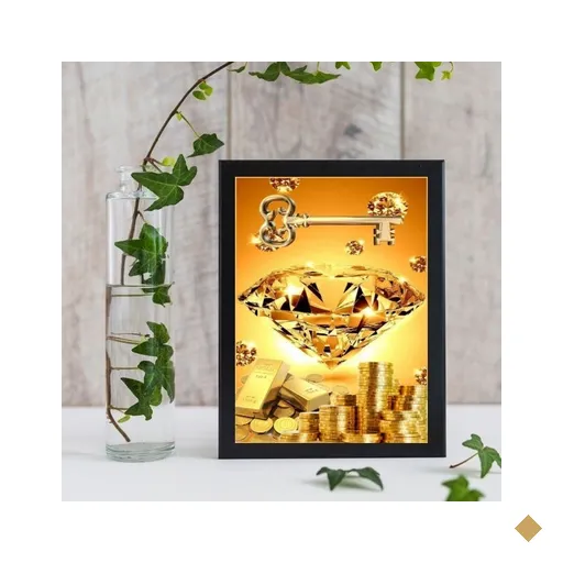 Quadro Arquétipo Da Prosperidade Ouro Diamante 45x34cm - com vidro:Madeira…