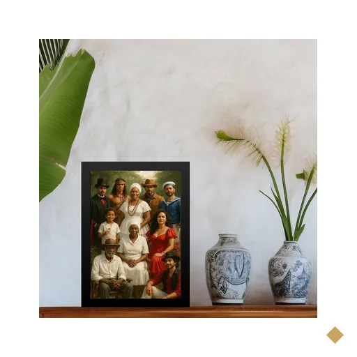 Quadro Entidades da Umbanda Juntas 45x34cm:moldura Preta