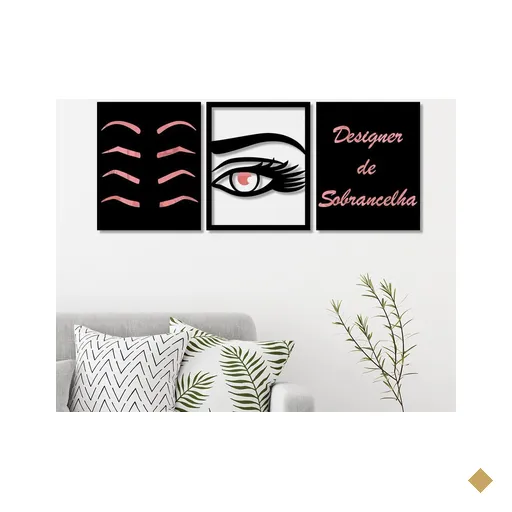 Conjunto 3 Quadro Vazado Designer de Sobrancelha 2 com Acrílico