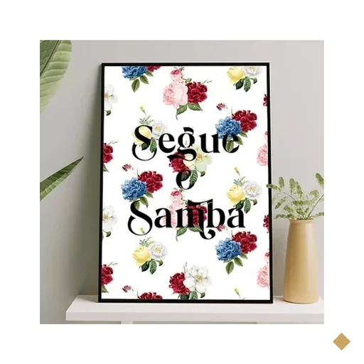 Quadro Decorativo Segue o Samba 33x24cm:Madeira preta