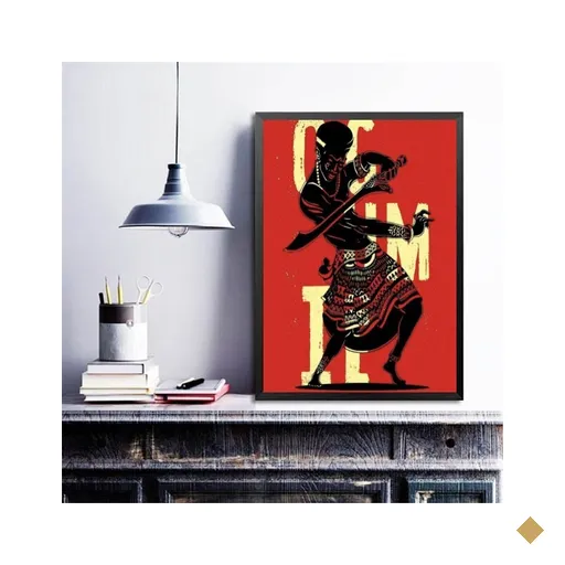 Quadro Poster Candomblé Ogum 24x18cm - com Vidro:madeira Branca