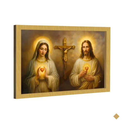 Quadro Decorativo Sagrado Coração de Jesus e Maria