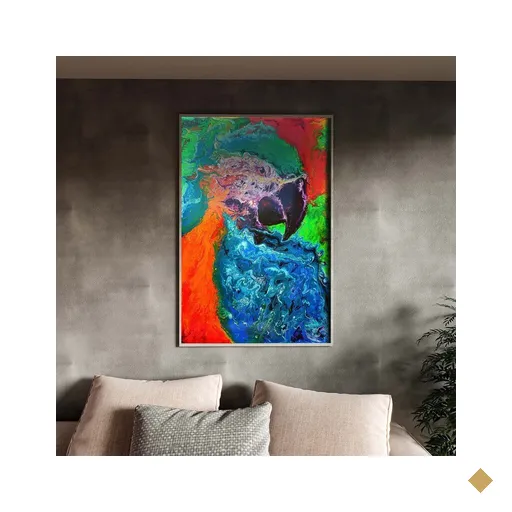 Quadro Decorativo Tela Canvas Abstrato Arara Abstrato Com Moldura e Vidro Prata…