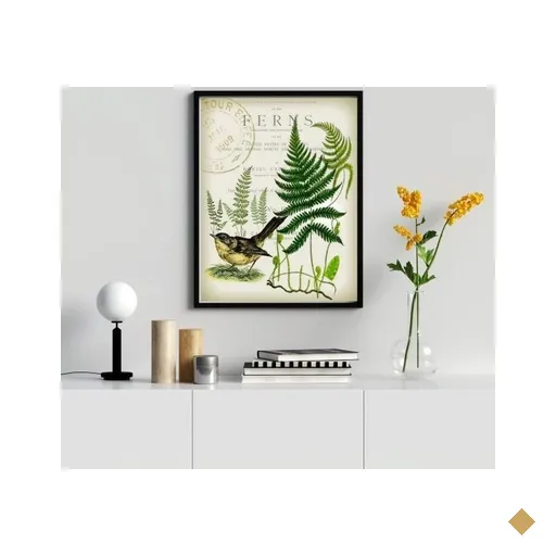 Quadro Decorativo Vintage Botânica - Passarinho 33x24cm:madeira Branca
