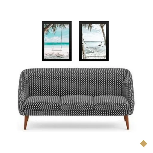 Kit 2 Quadros Decorativos Praia para Relaxar 33x24cm:moldura Branca