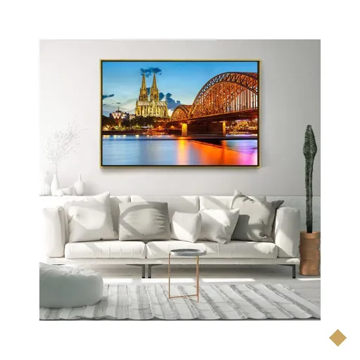 Quadro Decorativo Catedral de Colônia Horizontal com Moldura e Sem Vidro 60X90