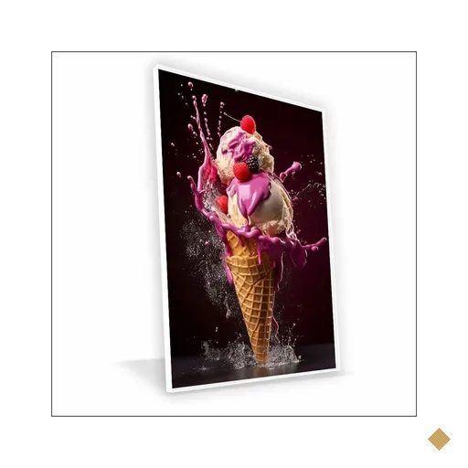 Quadro Sorvete Vinil sem Vidro Tamanho-moldura 60x40 Caixa Cor Branca