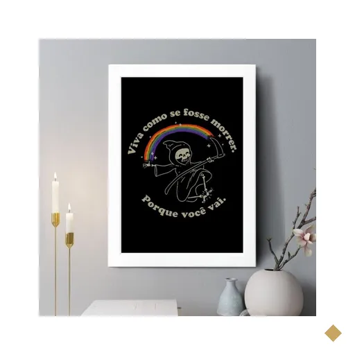 Quadro Decorativo Viva como Se Fosse Morrer 24x18cm - com Vidro:moldura Branca