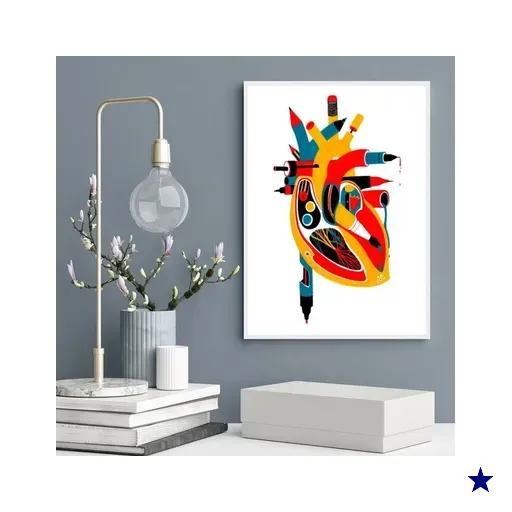 Quadro Decorativo Coração de Artista 33x24cm - com Vidro:madeira Preta