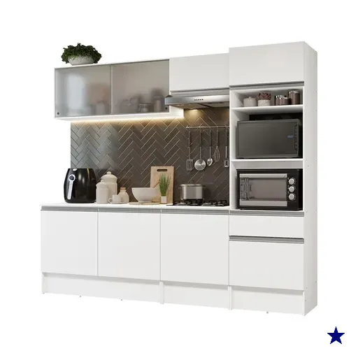 Armário de Cozinha Completa 240cm Branco Topazio Madesa 05