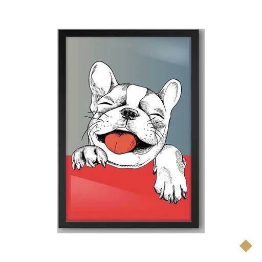 Quadro Animal Dog Feliz Arts Memphis 20x30cm Papel Fotográfico Sem Moldura