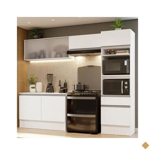 Armário de Cozinha Completa 260cm Branco Topazio Madesa 01