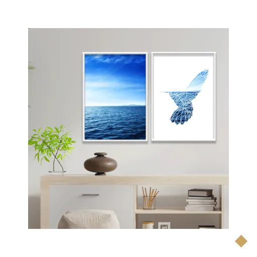 Kit 2 Plaquinhas Decorativa Adesivada Hummingbird Beautiful Branco - 20x30cm