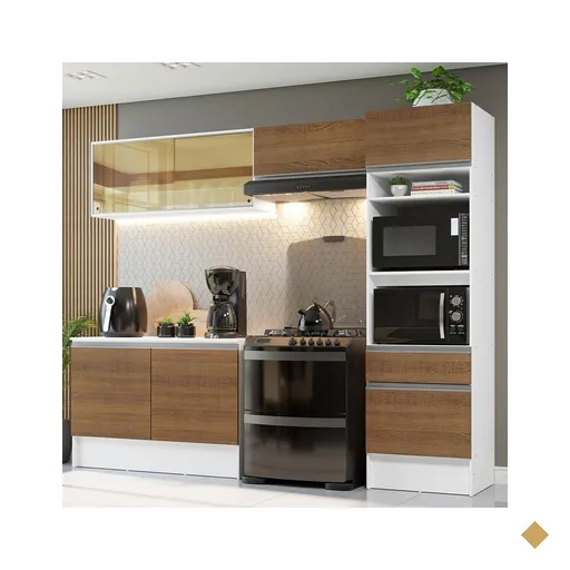 Armário de Cozinha Completa 260cm Branco/Rustic Diamante Madesa 02
