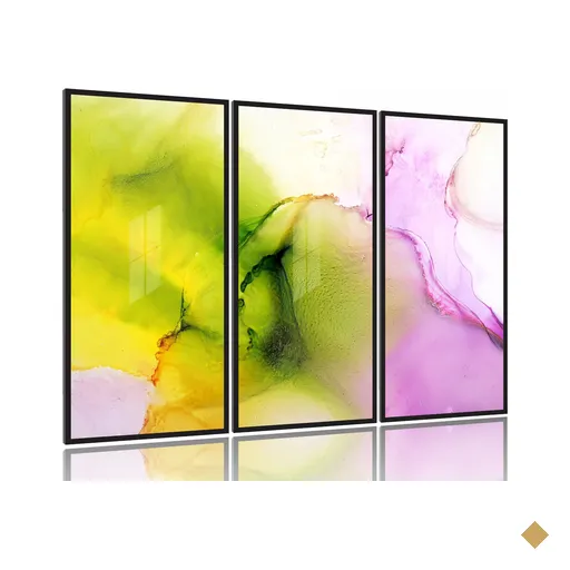Quadro Decorativo Verde Vitral Acrílico e Moldura 200x134