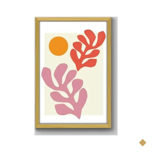Quadro Inspired Matisse IX - 60x40cm - Moldura Caixa Madeira