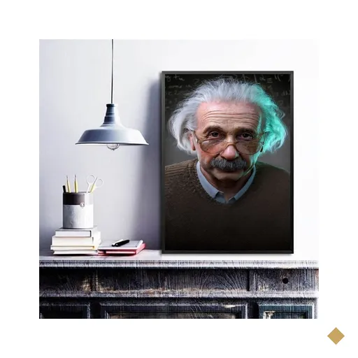Quadro Decorativo Fotografia Einstein 45x34cm:madeira Branca