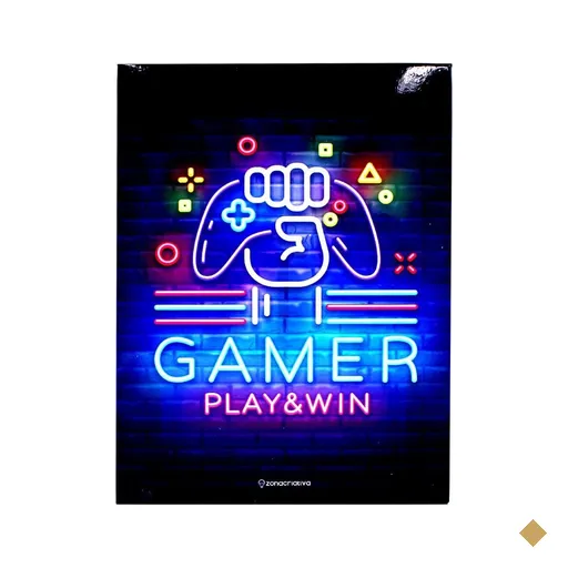 Placa de Metal Game Play Win Zonacriativa