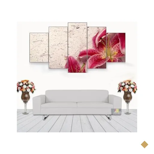 Quadro Decorativo Flor Rosa Fundo Branco 115X60 5 Peças 5