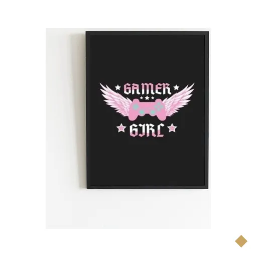 Quadro Decorativo Gamer Girl 24x18cm:Madeira preta