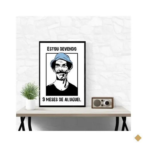 Quadro Seu Madruga - Aluguel 45x34cm:moldura Branca