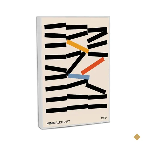 Quadro Decorativo Geometrico Abstrato Hastes Empilhadas com Moldura Filete
