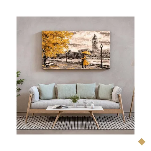 Quadro Decorativo Tela Canvas Paisagem Umbrella Gold - 200x100 Cm