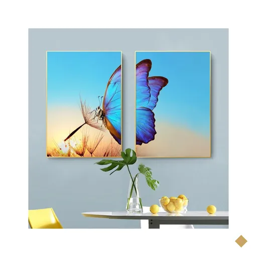 Quadro Borboleta e Flor Dente de Leão - Kit 2 telas Decor Arte RJ