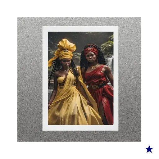 Quadro Orixás - Oxum e Iansã 33x24cm:madeira Branca