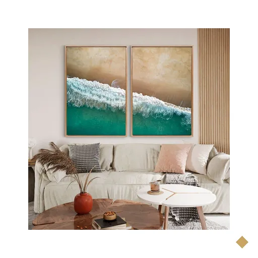 Quadro Decorativo La Praia em 2 Telas Canvas Tacolado Moldura Flutuante 4,5cm…