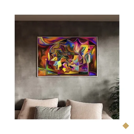 Quadro Decorativo Tela Canvas Abstrato Persona Com Moldura Prata - 200x120 cm