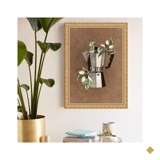 Quadro Decorativo Cozinha Bule Flores de Baunilha 24x18cm - com Vidro:moldura…