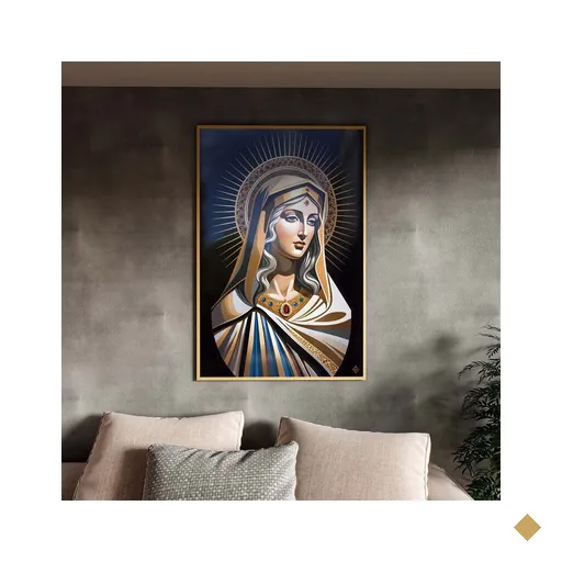 Quadro Decorativo Religioso Maria, Mãe Divina com Moldura e Vidro Dourada -…