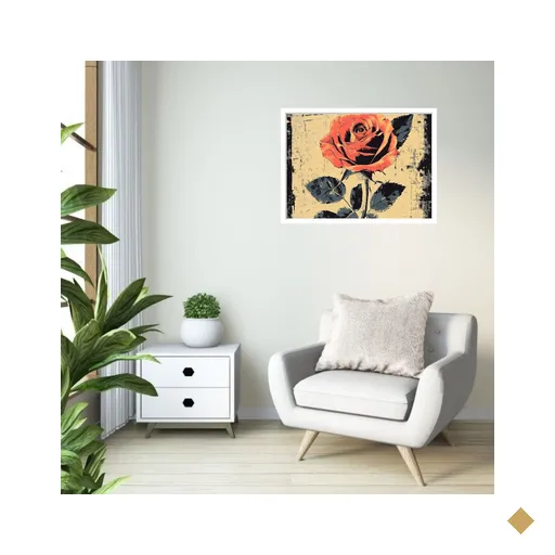 Quadro Decorativo Rosa Vintage - 50x70cm:moldura Branca