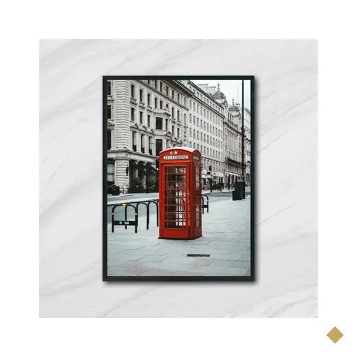 Quadro Telefone Londres 33x24cm - com vidro:Madeira preta