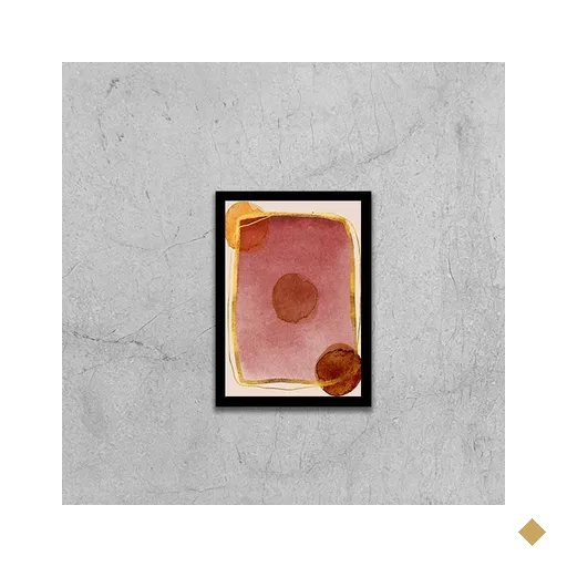 Quadro Abstrato Tons Marsala I 33x24cm - com vidro:Madeira preta