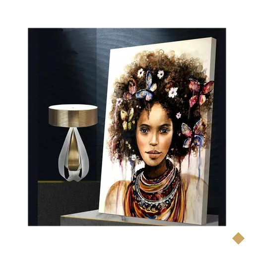 Quadro Mulher Cabelo Decorado:150x100/DOURADA