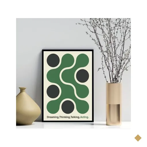 Quadro Poster Bauhaus Verde - Ação 24x18cm - com Vidro:moldura Preta