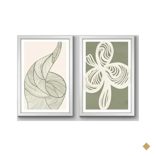 Conjunto de 2 Quadros Linhas e Formas P494 - 2 Quadros 60x40cm - Moldura Caixa…