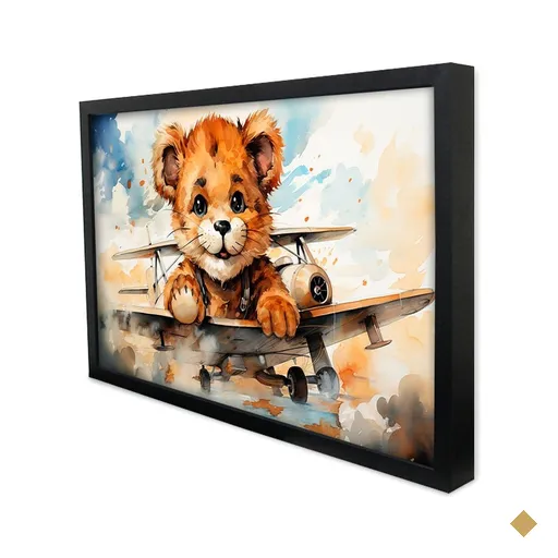 Quadro Decorativo Ursinho em Moldura Caixa Tacolado Moldura Trad 1cm Preta com…