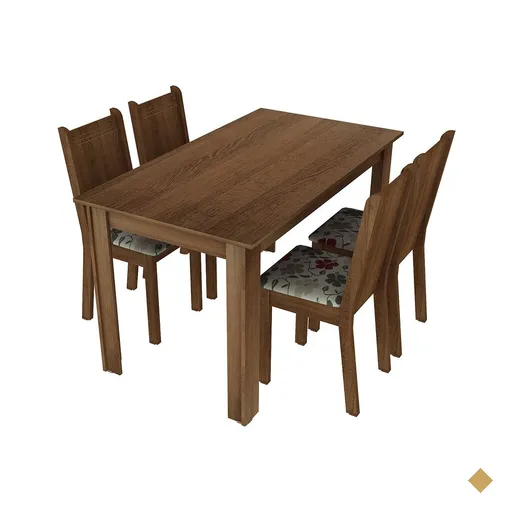 Conjunto Sala de Jantar Rosie Madesa Mesa Tampo de Madeira com 4 Cadeiras -…