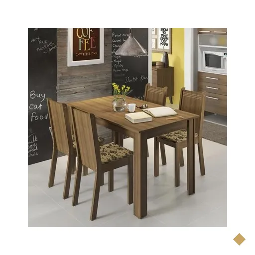 Conjunto Sala de Jantar Rosie Madesa Mesa Tampo de Madeira com 4 Cadeiras -…