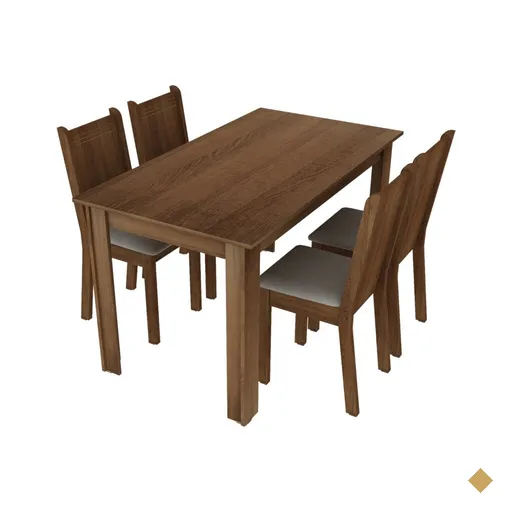 Conjunto Sala de Jantar Rosie Madesa Mesa Tampo de Madeira com 4 Cadeiras -…