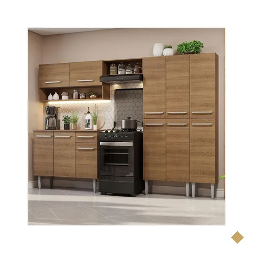 Armário de Cozinha Completa 261cm Rustic Emilly Madesa 02