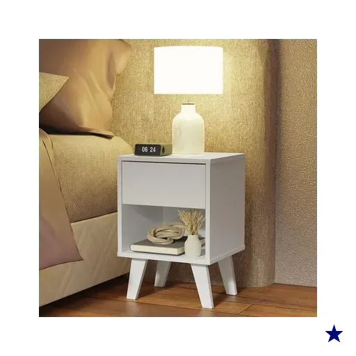 Mesa de Cabeceira Branca com 1 Gaveta 3235 Madesa