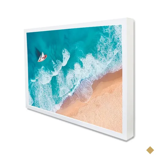Quadro Decorativo Praia em Moldura Caixa Tacolado Moldura Trad 1cm Branca sem…