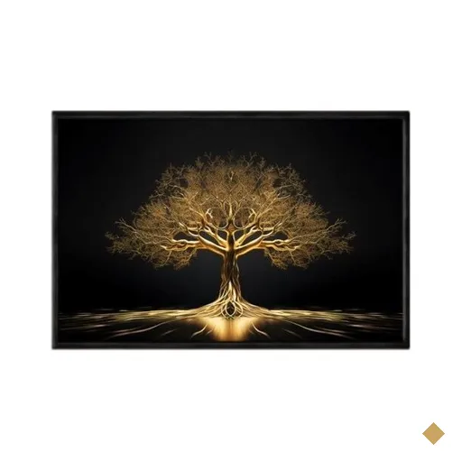Quadro Decorativo 40x60cm Canvas Arvore da Vida Dourada Art050